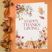 Elegant Floral Thanksgiving Kaart