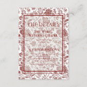 Elegant Floral Toile QR Code Wedding Details Informatiekaartje (Voorkant)
