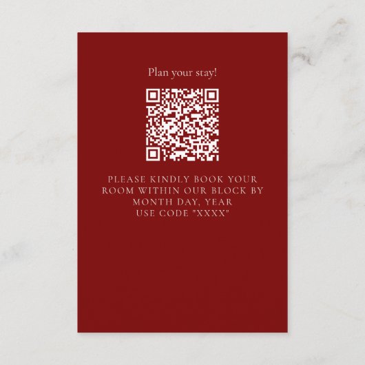 Elegant Floral Toile QR Code Wedding Details Informatiekaartje (Achterkant)