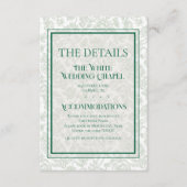 Elegant Floral Toile QR Code Wedding Details Informatiekaartje (Voorkant)