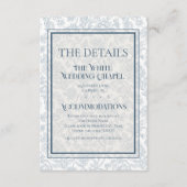 Elegant Floral Toile QR Code Wedding Details Informatiekaartje (Voorkant)