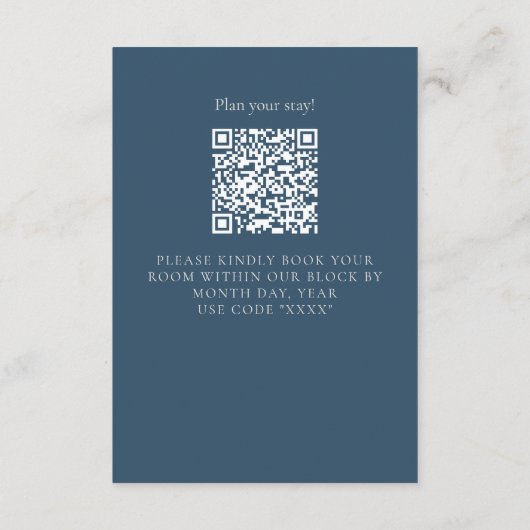 Elegant Floral Toile QR Code Wedding Details Informatiekaartje (Achterkant)