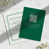 Elegant Floral Toile QR Code Wedding Details Informatiekaartje