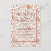 Elegant Floral Toile QR Code Wedding Details Informatiekaartje (Voorkant)