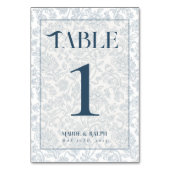Elegant Floral Toile Script Blue Wedding Kaart (Voorkant)