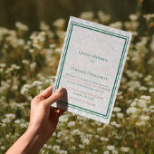 Elegant Floral Toile Script Monogram Green Wedding Folie Uitnodiging