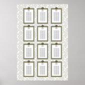 Elegant Floral Toile Seating Chart Poster (Voorkant)