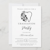 Elegant Floral Tooth Dental Graduation Kaart (Voorkant)