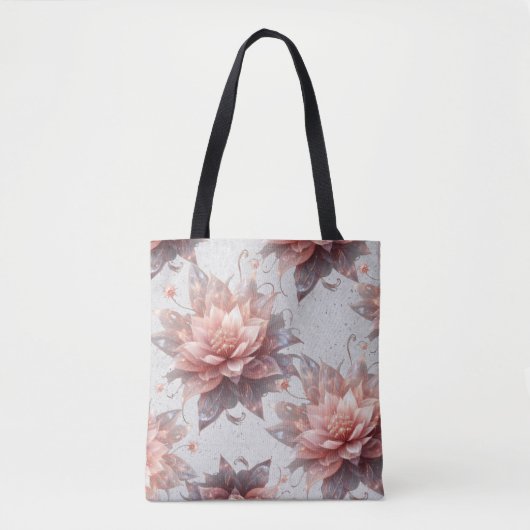 Elegant Floral Tote – Aesthetic Reusable Shopping  Tote Bag (Voorkant)