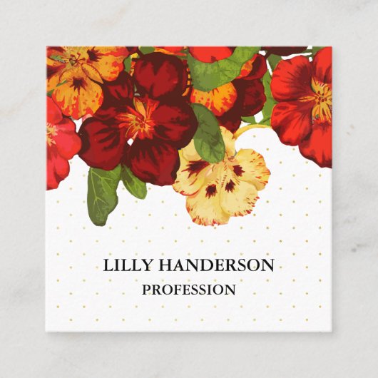 Elegant Floral Trendy Vierkante Visitekaartje (Voorkant)