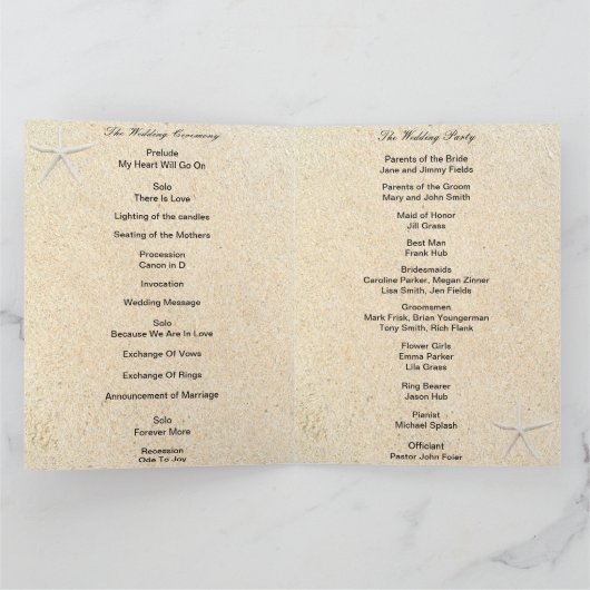Elegant Floral Tropical Beach Wedding Programme Kaart (Binnen)
