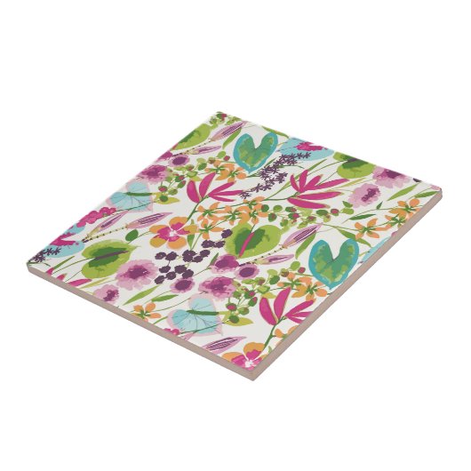 Elegant Floral Tropisch patroon Tegeltje (Zijkant)