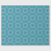 Elegant floral Turquoise Boho vitral patroon Cadeaupapier (Vlak)