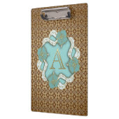 Elegant Floral Turquoise gold monogram A Klembord (Links)