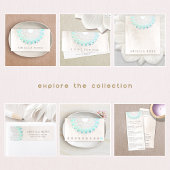 Elegant Floral Turquoise Lotus Flower White Marble Visitekaartje