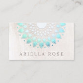 Elegant Floral Turquoise Lotus Flower White Marble Visitekaartje (Voorkant)