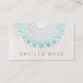 Elegant Floral Turquoise Lotus Flower White Marble Visitekaartje (Voorkant)