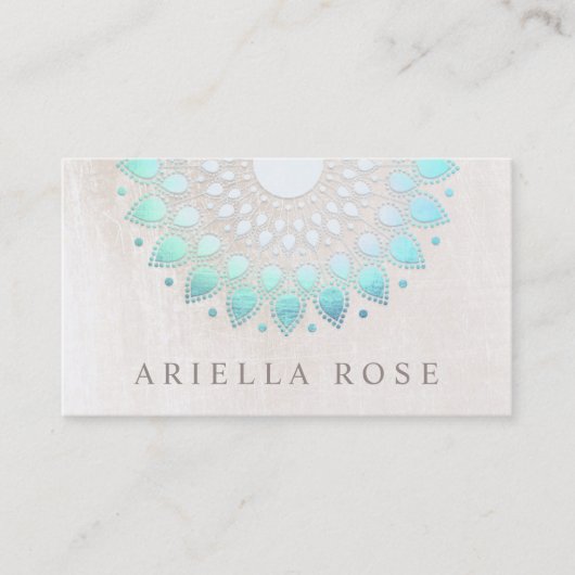 Elegant Floral Turquoise Lotus Flower White Marble Visitekaartje (Voorkant)