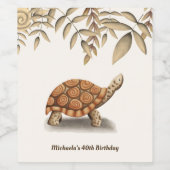 Elegant Floral Turtle Brown Party Wijn Etiket (Enkel label)