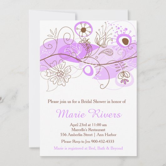 Elegant Floral Twist Vrijgezellenfeest in Paarse Kaart (Voorkant)