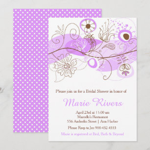 Elegant Floral Twist Vrijgezellenfeest in Paarse Kaart