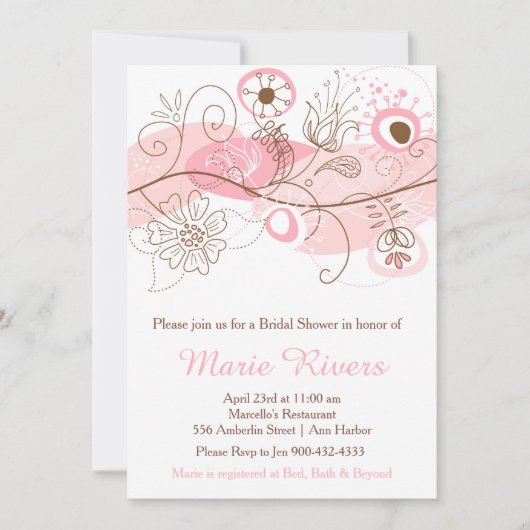 Elegant Floral Twist Vrijgezellenfeest in roze Kaart (Voorkant)