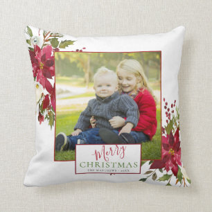 Elegant Floral Typografie Foto Keepslag Holiday Kussen