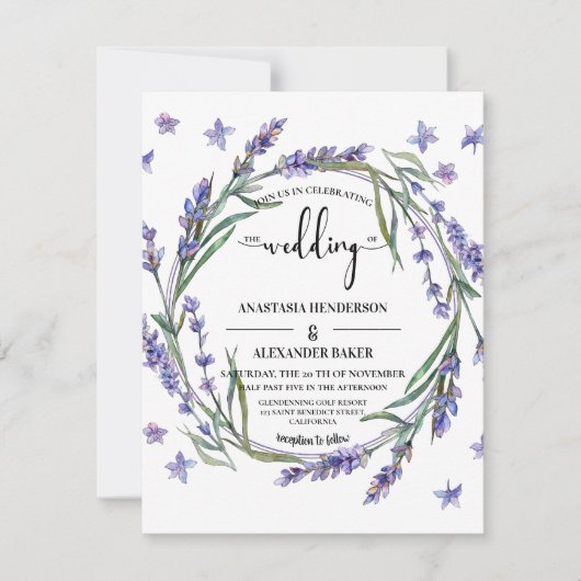 Elegant Floral Uitnodiging tot bruiloft. (Voorkant)