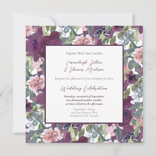Elegant Floral | Uitnodiging tot weddenschap tusse (Voorkant)