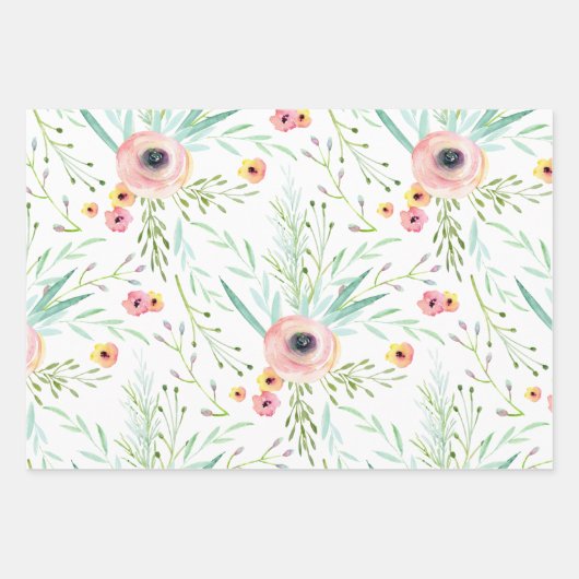 Elegant Floral Unicorn Inpakpapier Vel (Voorkant 3)