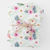 Elegant Floral Unicorn Inpakpapier Vel (In situ)