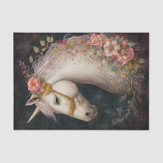 Elegant Floral Unicorn Tissuepapier (Voorkant)