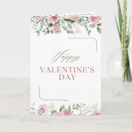 Elegant Floral Valentine’s Day Card Soft Pink Rose Feestdagen Kaart
