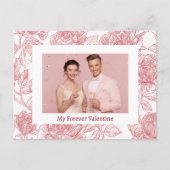 Elegant Floral Valentine's Day Card - Custom Photo Briefkaart (Voorkant)
