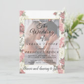 Elegant Floral Vellum Wedding Invitation Kaart (Staand voorkant)