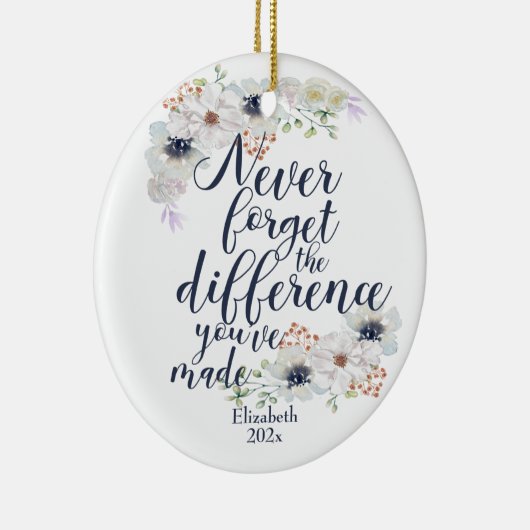 Elegant Floral vergeet het verschil nooit Keramisch Ornament (Rechts)