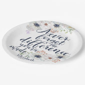 Elegant Floral vergeet het verschil nooit Papieren Bordje (Gekanteld)