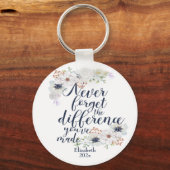 Elegant Floral vergeet het verschil nooit Sleutelhanger (Voorkant)