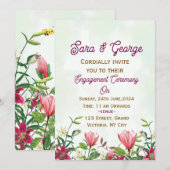 Elegant Floral Verloving Uitnodiging (Voorkant / Achterkant)