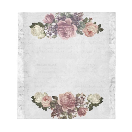 Elegant Floral Victoriaans zwart-wit Notitieblok (Voorkant)