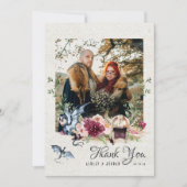 Elegant Floral Viking Wedding Foto bedankt (Voorkant)