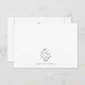 Elegant Floral Vine Monogram Notitiekaartje (Voorkant / Achterkant)