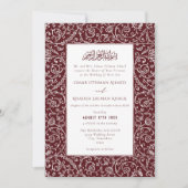 Elegant Floral Vintage Burgundy Islamic Wedding Kaart (Voorkant)