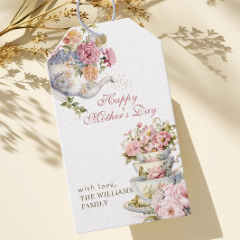 Elegant Floral Vintage Tea Happy Mother's Day Cadeaulabel
