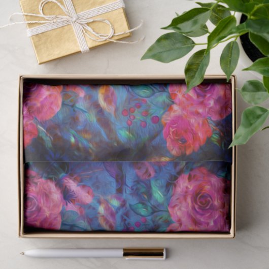 Elegant Floral Violet Roos Patroon Tissuepapier (Geschenk)