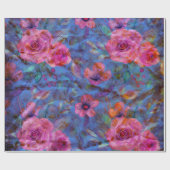 Elegant Floral Violet Roos Pattern Wrapping Paper Cadeaupapier (Vlak)