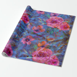 Elegant Floral Violet Roos Pattern Wrapping Paper Cadeaupapier