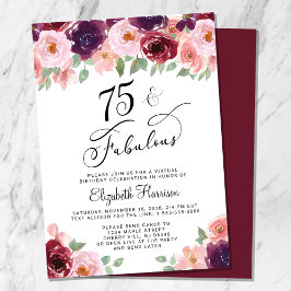Elegant Floral Virtual 75e verjaardagsfeestje Kaart