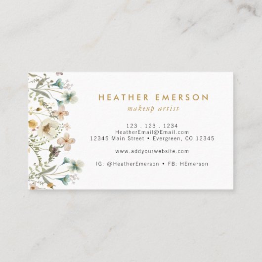 Elegant Floral Visitekaartje (Achterkant)