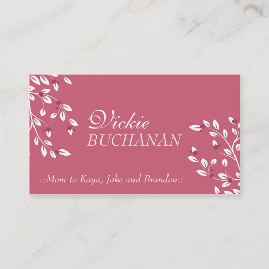 Elegant Floral Visitekaartje Contactkaartje (Voorkant)